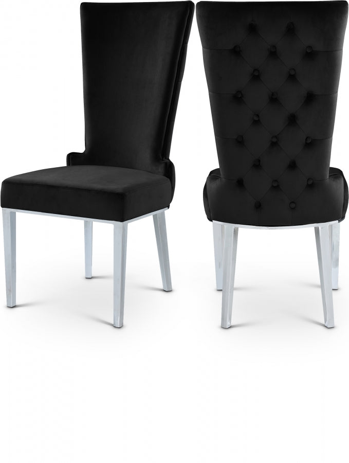 Serafina Black Velet Dining Chair, Set of 2 from Meridian - Luna Furniture