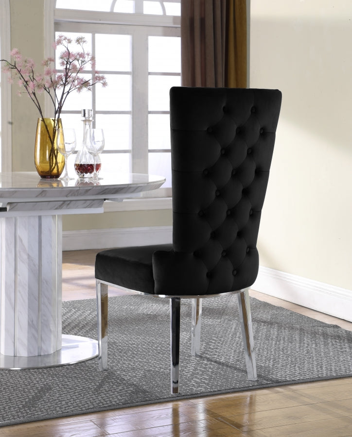 Serafina Black Velet Dining Chair, Set of 2 from Meridian - Luna Furniture