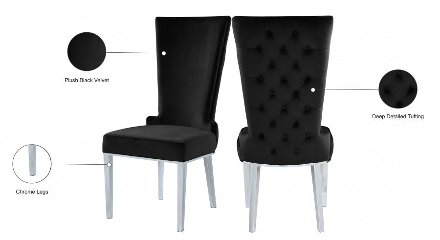 Serafina Black Velet Dining Chair, Set of 2 from Meridian - Luna Furniture