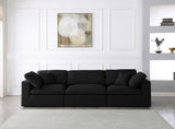 Serene Black Linen Textured Deluxe Modular Down Filled Cloud-Like Comfort Overstuffed 119" Sofa from Meridian - Luna Furniture