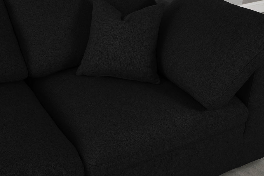 Serene Black Linen Textured Deluxe Modular Down Filled Cloud-Like Comfort Overstuffed 119" Sofa from Meridian - Luna Furniture