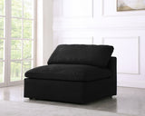 Serene Black Linen Textured Deluxe Modular Down Filled Cloud-Like Comfort Overstuffed Armless Chair from Meridian - Luna Furniture