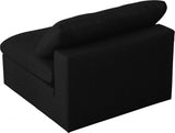 Serene Black Linen Textured Deluxe Modular Down Filled Cloud-Like Comfort Overstuffed Armless Chair from Meridian - Luna Furniture