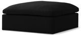 Serene Black Linen Textured Deluxe Modular Down Filled Cloud-Like Comfort Overstuffed Ottoman from Meridian - Luna Furniture