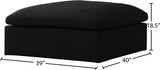 Serene Black Linen Textured Deluxe Modular Down Filled Cloud-Like Comfort Overstuffed Ottoman from Meridian - Luna Furniture