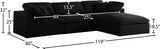 Serene Black Linen Textured Deluxe Modular Down Filled Cloud-Like Comfort Overstuffed Reversible Sectional from Meridian - Luna Furniture