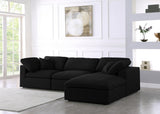 Serene Black Linen Textured Deluxe Modular Down Filled Cloud-Like Comfort Overstuffed Reversible Sectional from Meridian - Luna Furniture