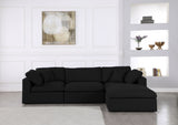 Serene Black Linen Textured Deluxe Modular Down Filled Cloud-Like Comfort Overstuffed Reversible Sectional from Meridian - Luna Furniture