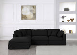 Serene Black Linen Textured Deluxe Modular Down Filled Cloud-Like Comfort Overstuffed Reversible Sectional from Meridian - Luna Furniture