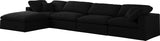 Serene Black Linen Textured Deluxe Modular Down Filled Cloud-Like Comfort Overstuffed Reversible Sectional from Meridian - Luna Furniture