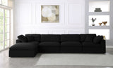 Serene Black Linen Textured Deluxe Modular Down Filled Cloud-Like Comfort Overstuffed Reversible Sectional from Meridian - Luna Furniture