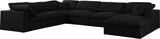 Serene Black Linen Textured Deluxe Modular Down Filled Cloud-Like Comfort Overstuffed Reversible Sectional from Meridian - Luna Furniture