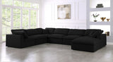 Serene Black Linen Textured Deluxe Modular Down Filled Cloud-Like Comfort Overstuffed Reversible Sectional from Meridian - Luna Furniture