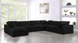 Serene Black Linen Textured Deluxe Modular Down Filled Cloud-Like Comfort Overstuffed Reversible Sectional from Meridian - Luna Furniture