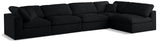 Serene Black Linen Textured Deluxe Modular Down Filled Cloud-Like Comfort Overstuffed Sectional from Meridian - Luna Furniture