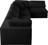 Serene Black Linen Textured Deluxe Modular Down Filled Cloud-Like Comfort Overstuffed Sectional from Meridian - Luna Furniture