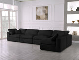 Serene Black Linen Textured Deluxe Modular Down Filled Cloud-Like Comfort Overstuffed Sectional from Meridian - Luna Furniture