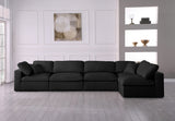 Serene Black Linen Textured Deluxe Modular Down Filled Cloud-Like Comfort Overstuffed Sectional from Meridian - Luna Furniture