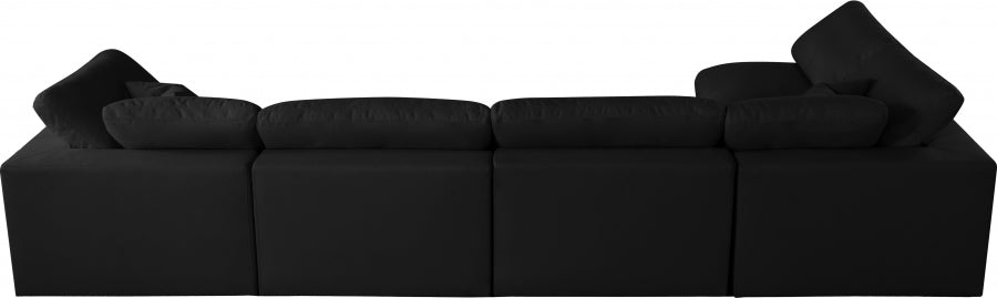 Serene Black Linen Textured Deluxe Modular Down Filled Cloud-Like Comfort Overstuffed Sectional from Meridian - Luna Furniture