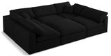 Serene Black Linen Textured Deluxe Modular Down Filled Cloud-Like Comfort Overstuffed Sectional from Meridian - Luna Furniture