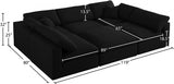 Serene Black Linen Textured Deluxe Modular Down Filled Cloud-Like Comfort Overstuffed Sectional from Meridian - Luna Furniture