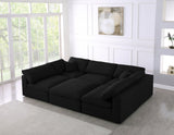 Serene Black Linen Textured Deluxe Modular Down Filled Cloud-Like Comfort Overstuffed Sectional from Meridian - Luna Furniture