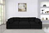 Serene Black Linen Textured Deluxe Modular Down Filled Cloud-Like Comfort Overstuffed Sectional from Meridian - Luna Furniture