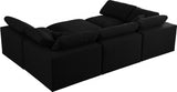 Serene Black Linen Textured Deluxe Modular Down Filled Cloud-Like Comfort Overstuffed Sectional from Meridian - Luna Furniture