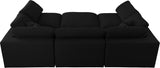 Serene Black Linen Textured Deluxe Modular Down Filled Cloud-Like Comfort Overstuffed Sectional from Meridian - Luna Furniture