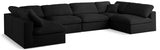 Serene Black Linen Textured Deluxe Modular Down Filled Cloud-Like Comfort Overstuffed Sectional from Meridian - Luna Furniture