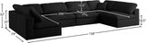 Serene Black Linen Textured Deluxe Modular Down Filled Cloud-Like Comfort Overstuffed Sectional from Meridian - Luna Furniture