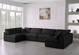 Serene Black Linen Textured Deluxe Modular Down Filled Cloud-Like Comfort Overstuffed Sectional from Meridian - Luna Furniture