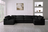 Serene Black Linen Textured Deluxe Modular Down Filled Cloud-Like Comfort Overstuffed Sectional from Meridian - Luna Furniture