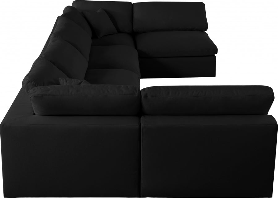 Serene Black Linen Textured Deluxe Modular Down Filled Cloud-Like Comfort Overstuffed Sectional from Meridian - Luna Furniture