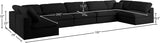 Serene Black Linen Textured Deluxe Modular Down Filled Cloud-Like Comfort Overstuffed Sectional from Meridian - Luna Furniture