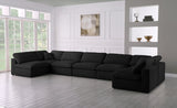 Serene Black Linen Textured Deluxe Modular Down Filled Cloud-Like Comfort Overstuffed Sectional from Meridian - Luna Furniture