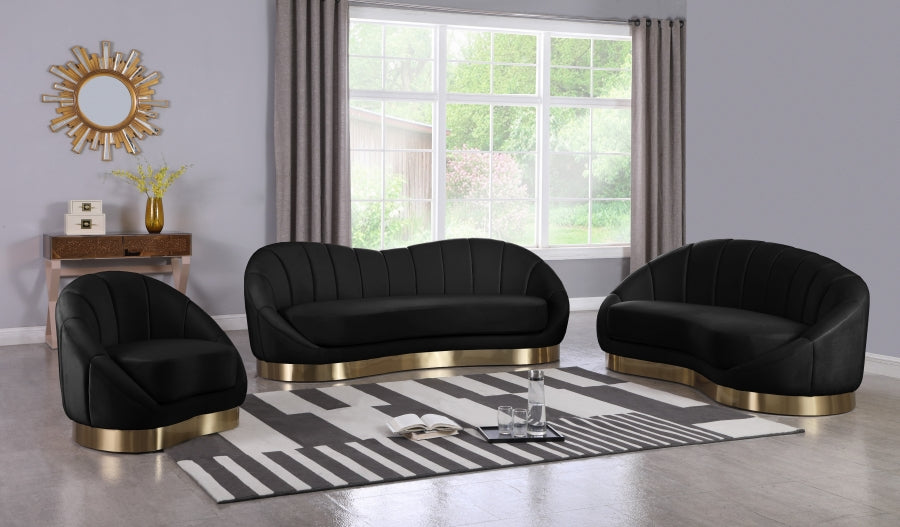 Shelly Black Velvet Chair from Meridian - Luna Furniture