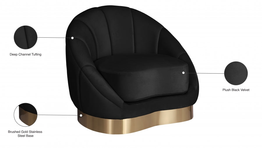 Shelly Black Velvet Chair from Meridian - Luna Furniture