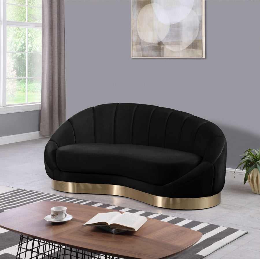 Shelly Black Velvet Chaise from Meridian - Luna Furniture