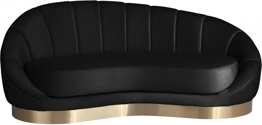 Shelly Black Velvet Chaise from Meridian - Luna Furniture