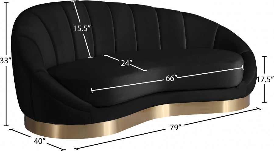 Shelly Black Velvet Chaise from Meridian - Luna Furniture