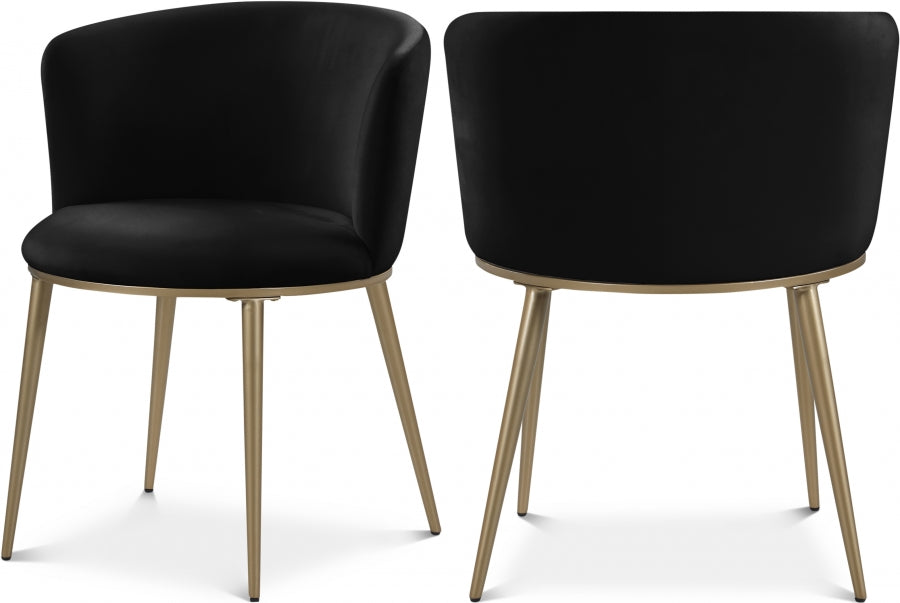 Skylar Black Velvet Dining Chair, Set of 2 from Meridian - Luna Furniture