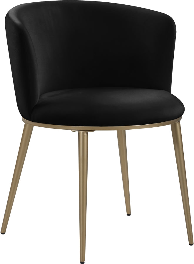 Skylar Black Velvet Dining Chair, Set of 2 from Meridian - Luna Furniture