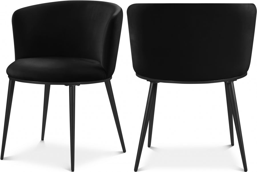 Skylar Black Velvet Dining Chair, Set of 2 from Meridian - Luna Furniture