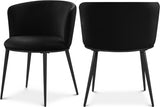 Skylar Black Velvet Dining Chair, Set of 2 from Meridian - Luna Furniture