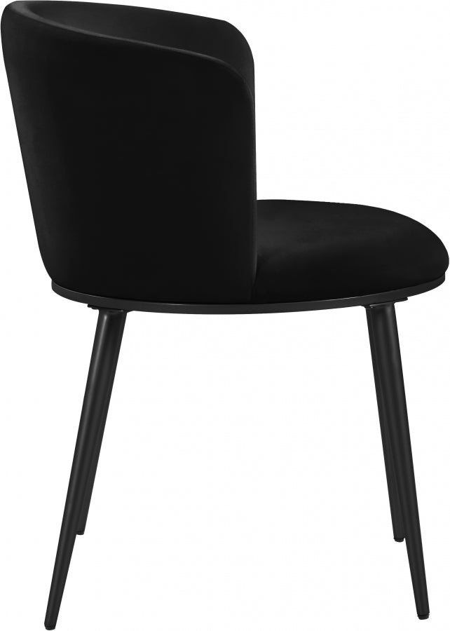 Skylar Black Velvet Dining Chair, Set of 2 from Meridian - Luna Furniture