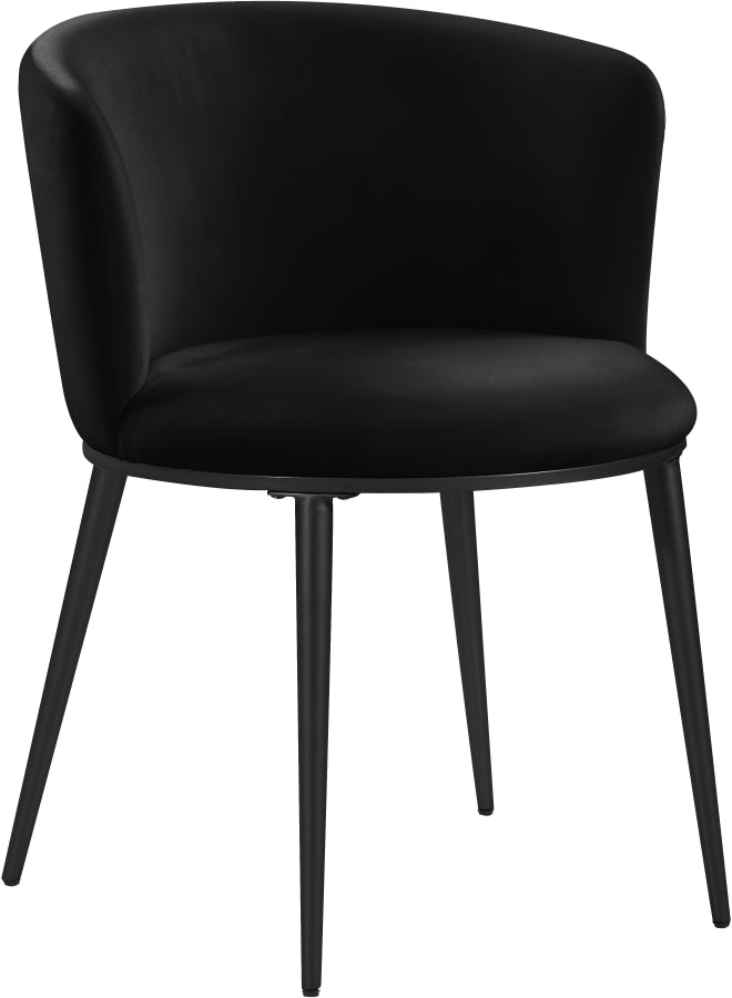 Skylar Black Velvet Dining Chair, Set of 2 from Meridian - Luna Furniture