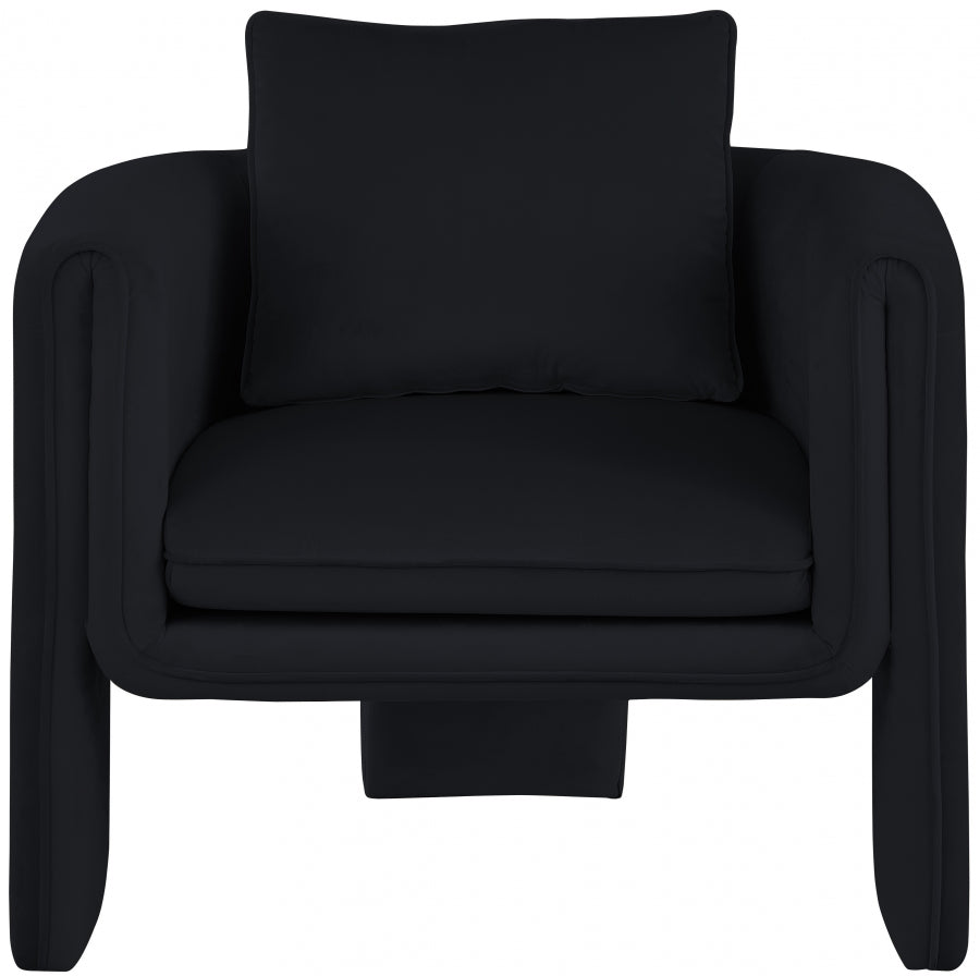 Black Sloan Velvet Accent Chair from Meridian - Luna Furniture