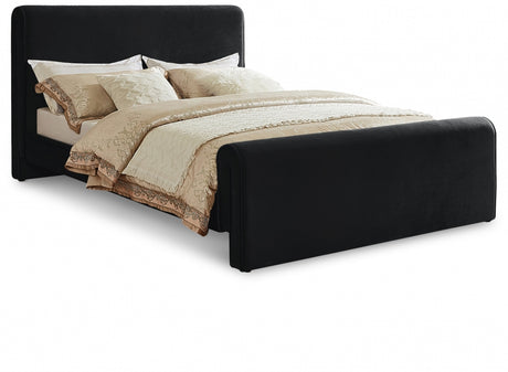 Black Sloan Velvet Full Bed from Meridian - Luna Furniture