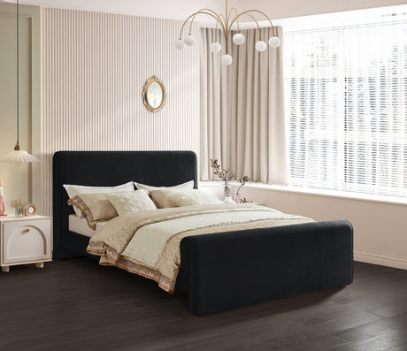 Black Sloan Velvet Full Bed from Meridian - Luna Furniture